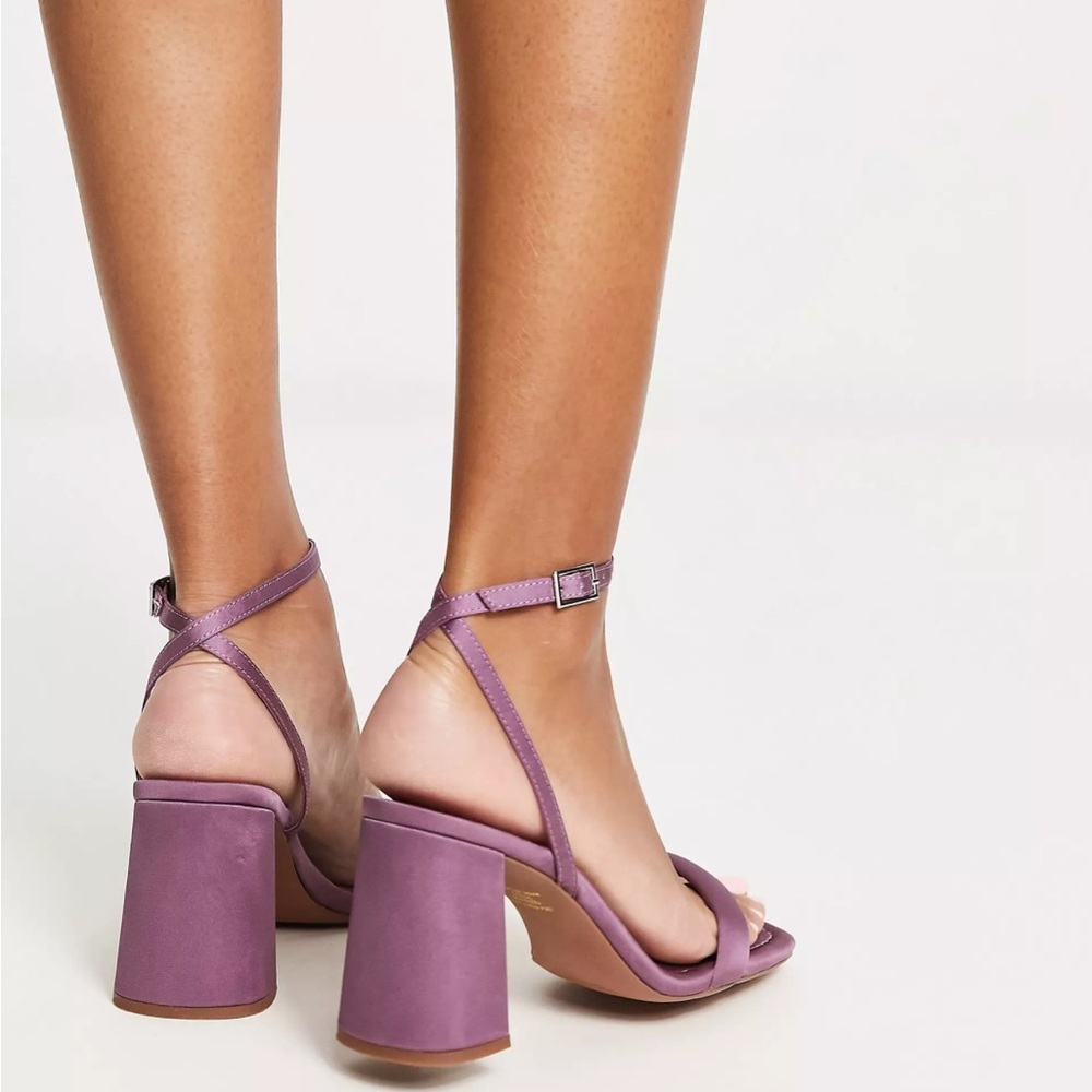 ASOS DESIGN Hilton barely there block heeled sandals in mauve